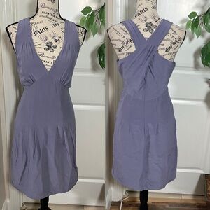 Banana Republic Silk Cross-Back V-Neck Cocktail Dress Lavender Sz 6